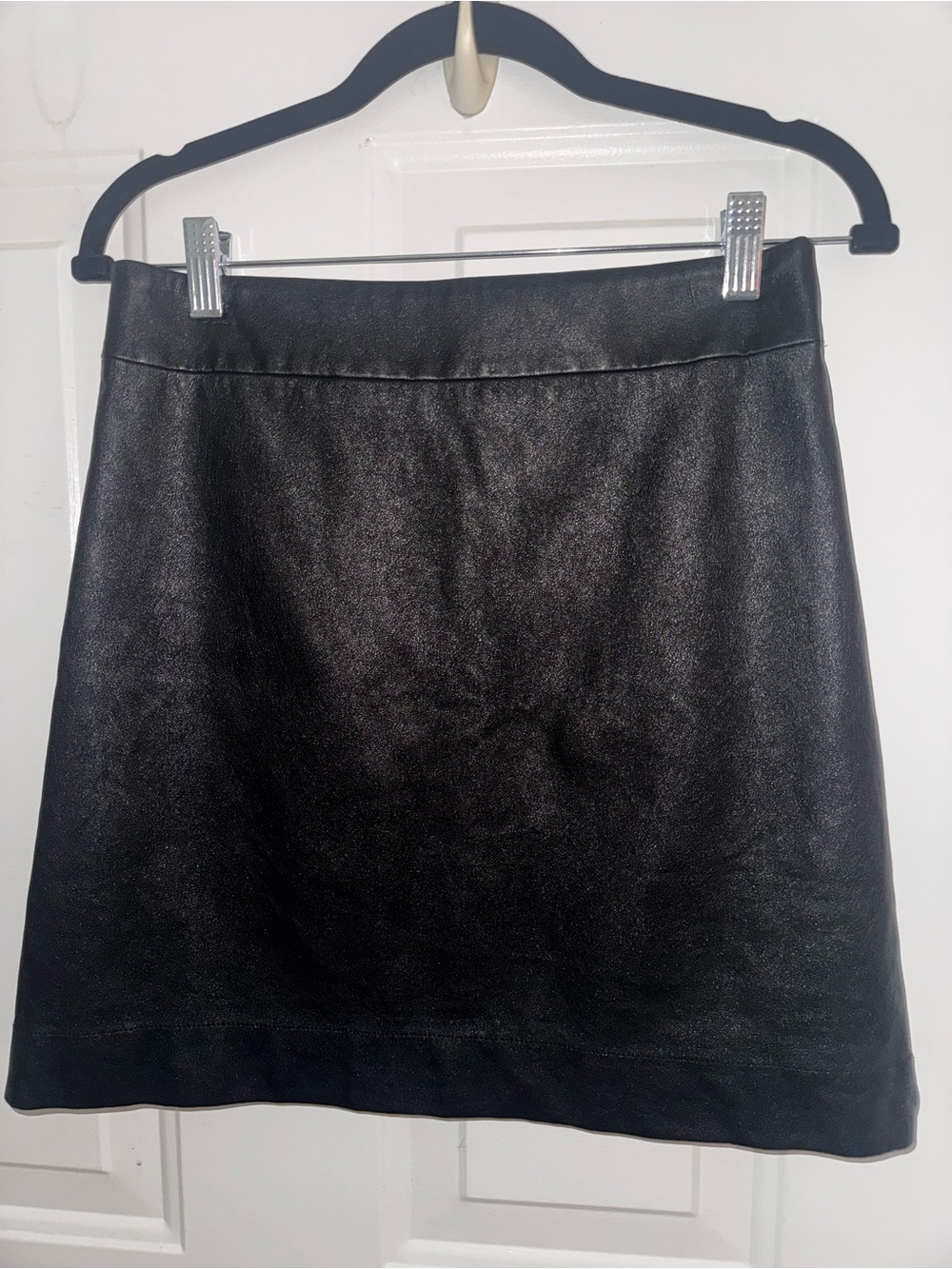 J. Crew Factory Faux Leather A-Line Mini Skirt Black - Size 4 - GUC